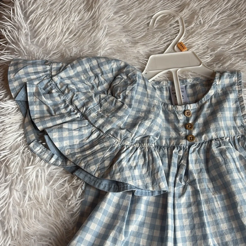 NWT Carter's Blue Gingham Diaper Cover Set 12 M